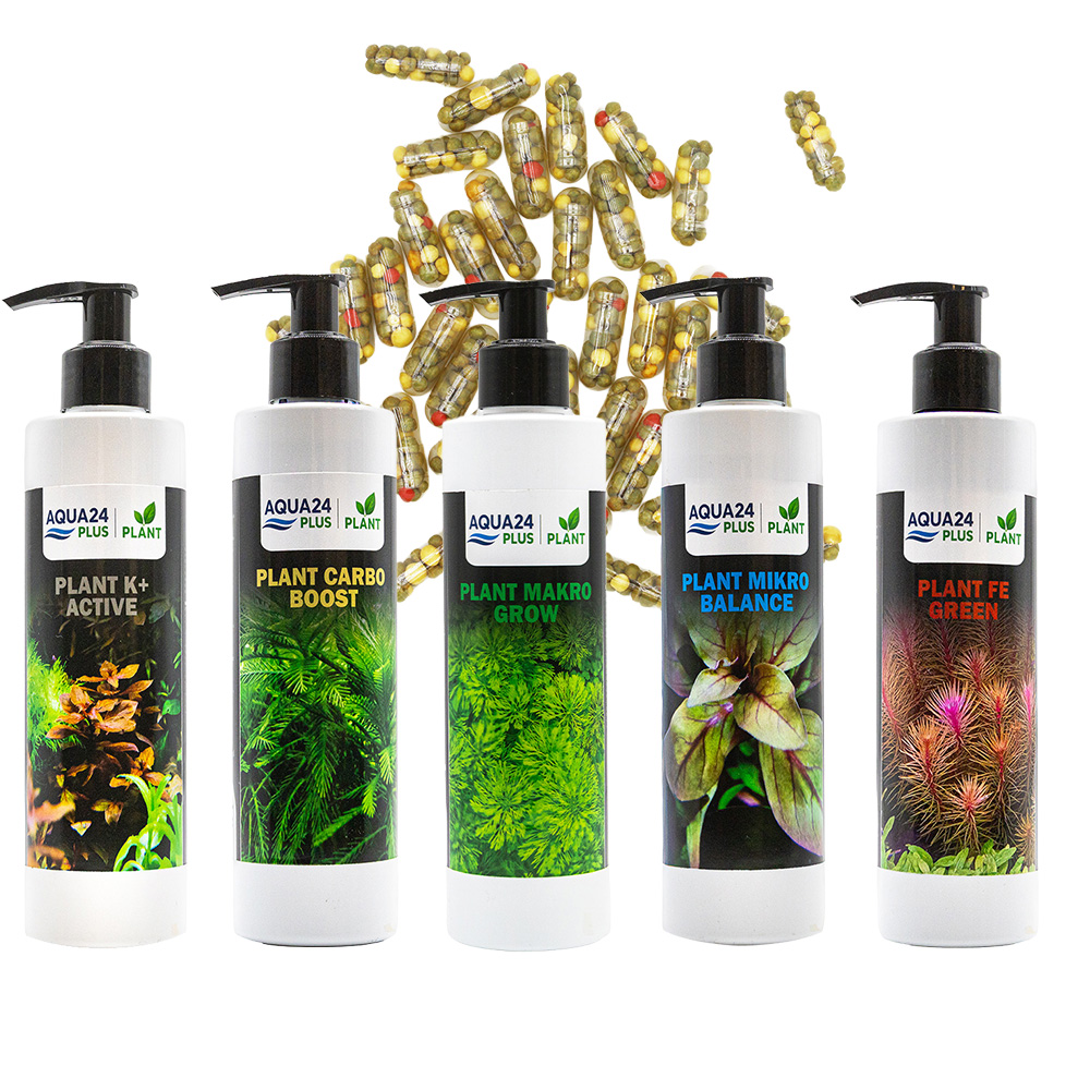 AQUA24 PLUS Zestaw Nawozów Makro Mikro Carbo Potas Ferro + Caps 40szt